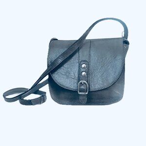 Most Wanted Small Charcoal Color Italian Leather Compact Crossbody Bag Italy NEW